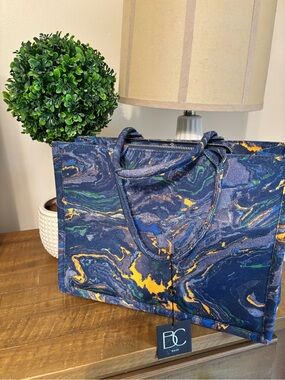 Navy Marble Print Tote